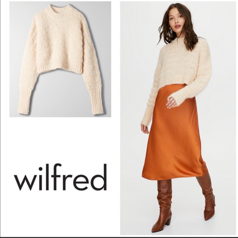 Wilfred Lune Alpaca Open Knit Cropped Crewneck Sweater Large - Like New